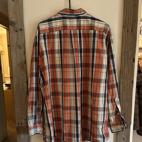 U.S. Polo Assn. Men's Plaid Shirt - Rust, Blue, Cream. Button Up Long Sleeve - Picture 4 of 6